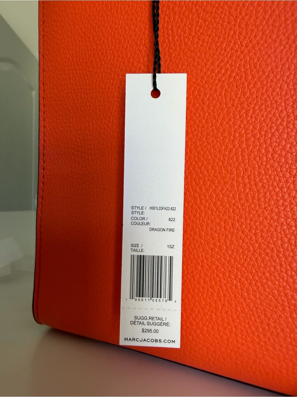 🧡 MARC JACOBS The Grind Mini Tote Bag Dragon Fire Orange NWT Crossbody - Picture 13 of 16